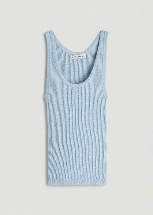 Boucle Knit Tank for Tall Women in Ice Blue