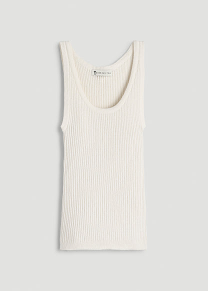 Boucle Knit Tank for Tall Women in Star White