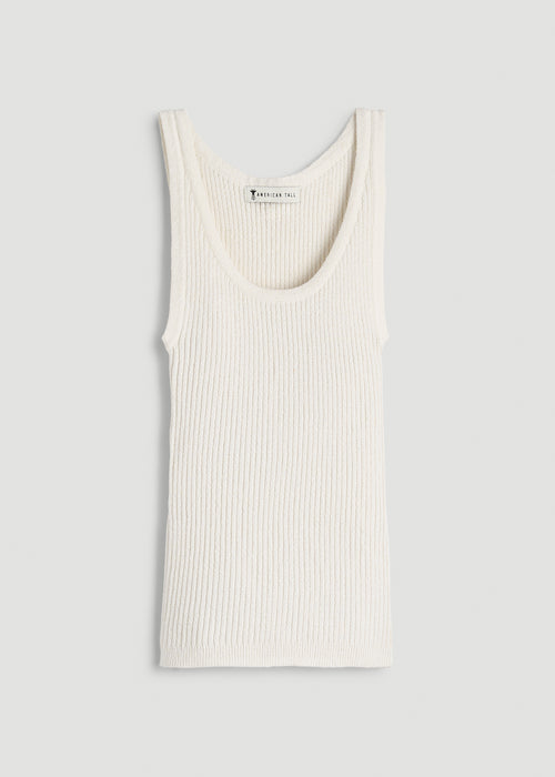 Boucle Knit Tank for Tall Women in Star White