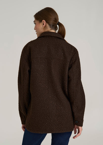 Relaxed Boucle Shacket for Tall Women in Espresso