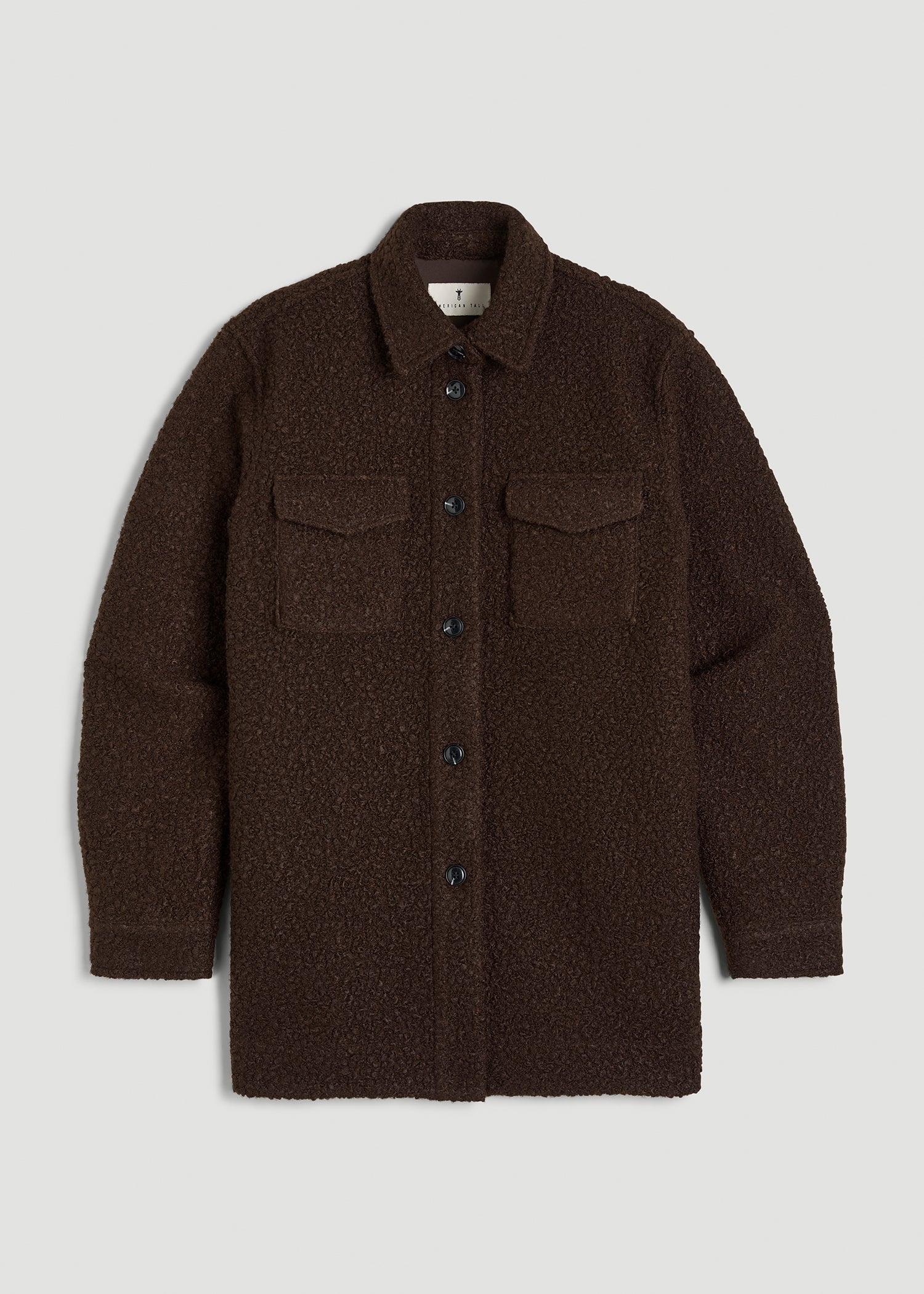 Relaxed Boucle Shacket for Tall Women in Espresso