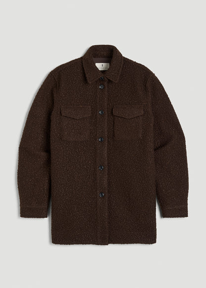 Relaxed Boucle Shacket for Tall Women in Espresso