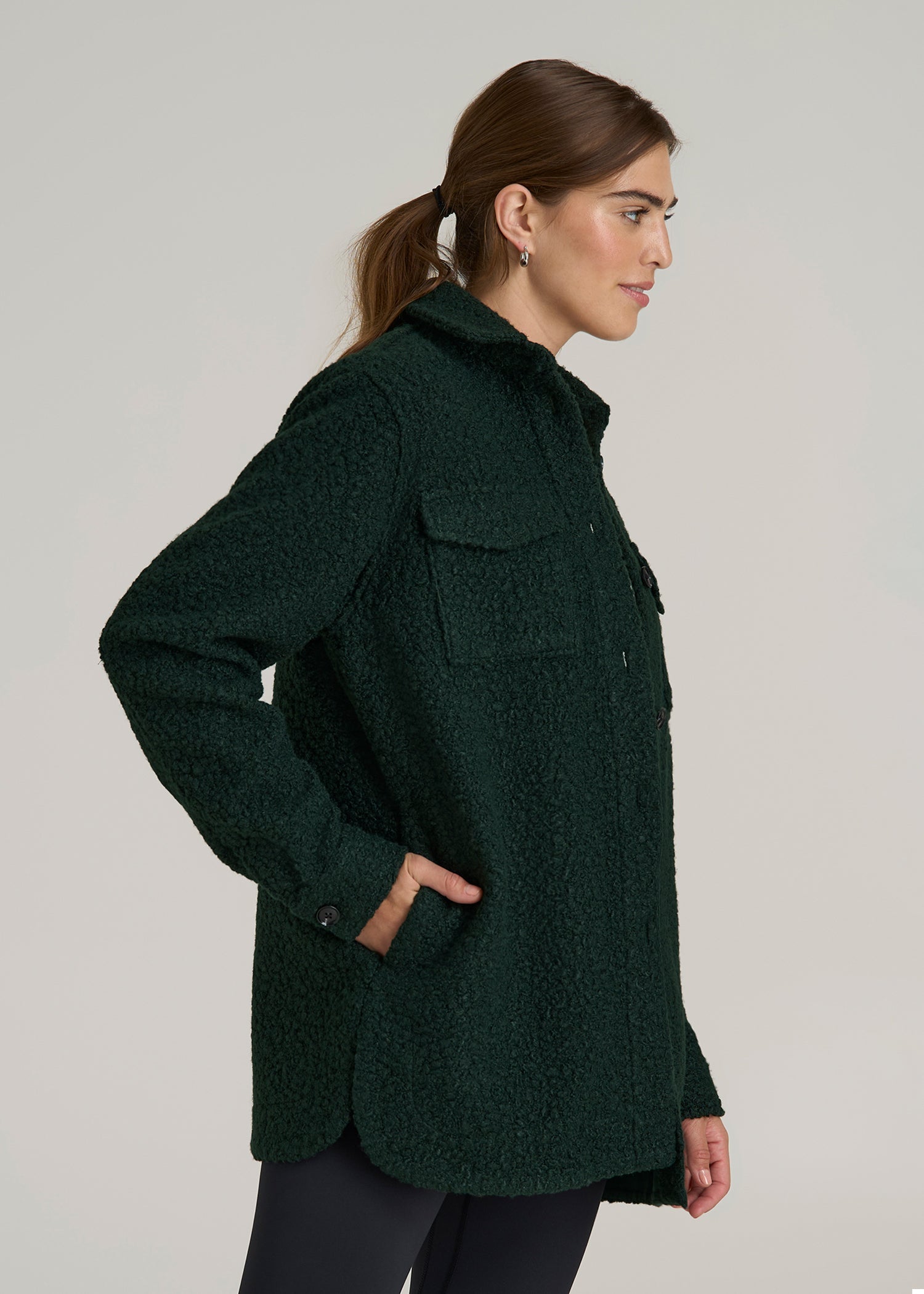 Relaxed Boucle Shacket for Tall Women in Pine Grove