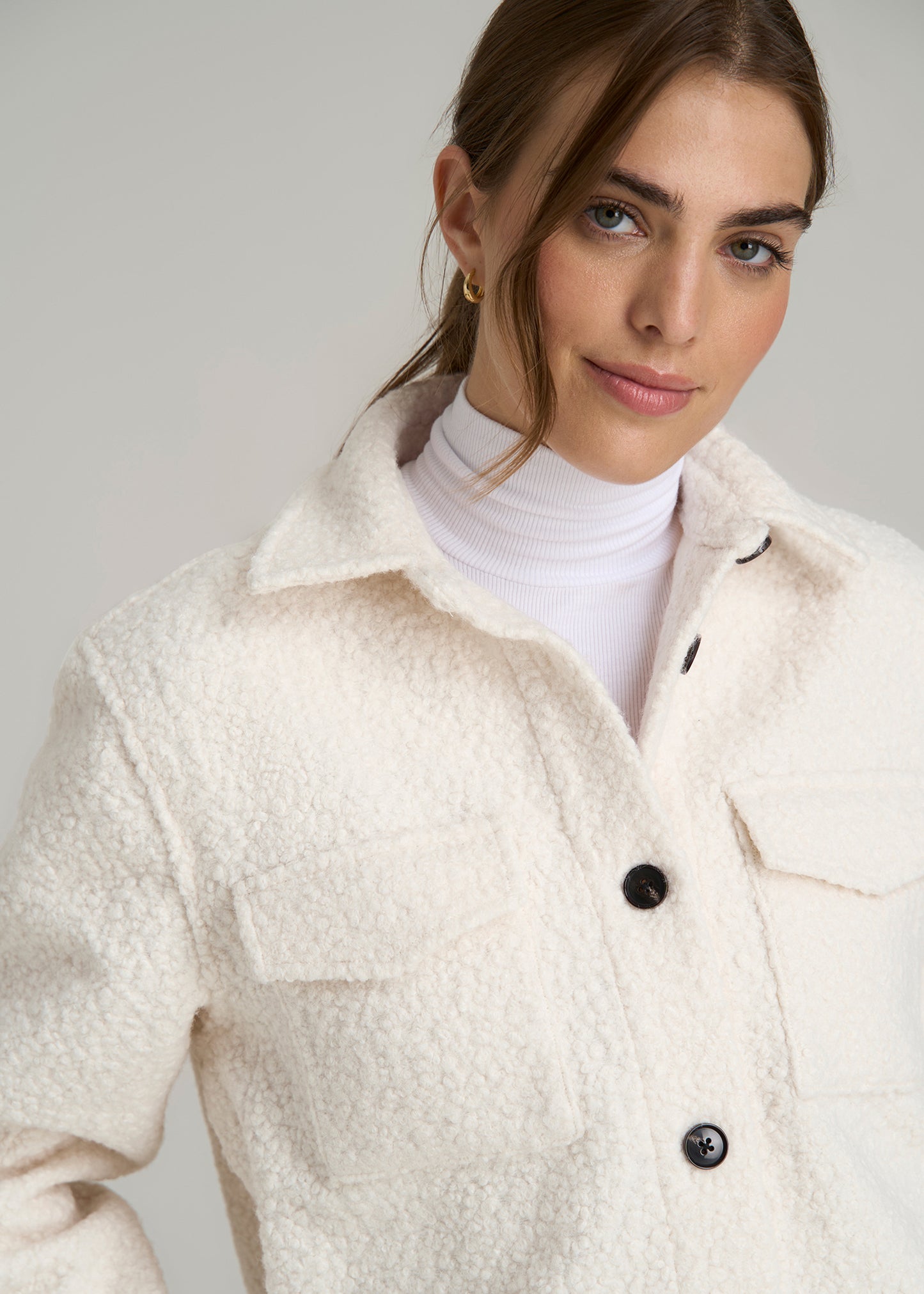 Boucle Tall Women's Shacket in Winter White