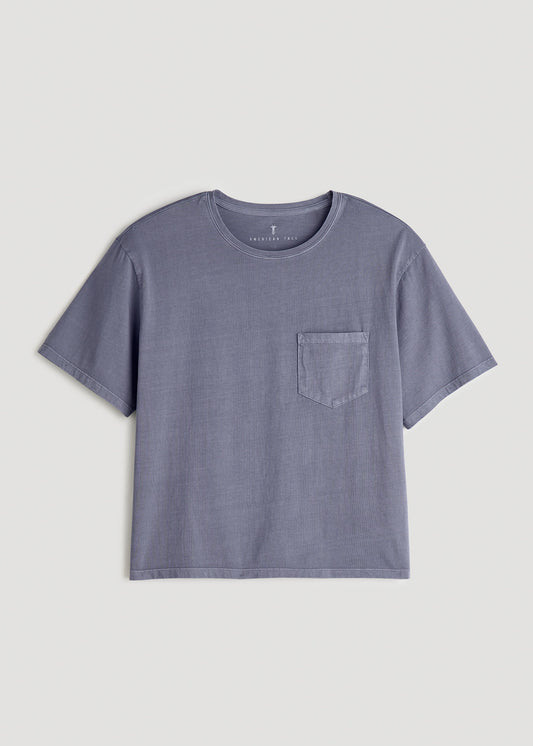 Boxy Short Sleeve T-Shirt for Tall Women in Skyline Grey