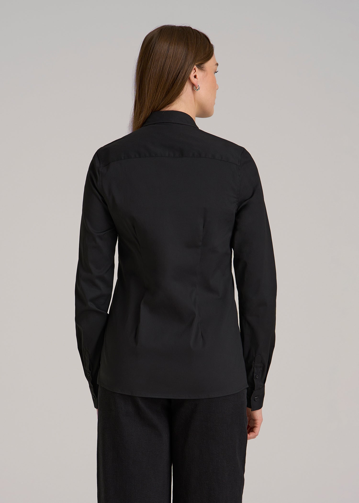 Button-Up Dress Shirt for Tall Women in Black