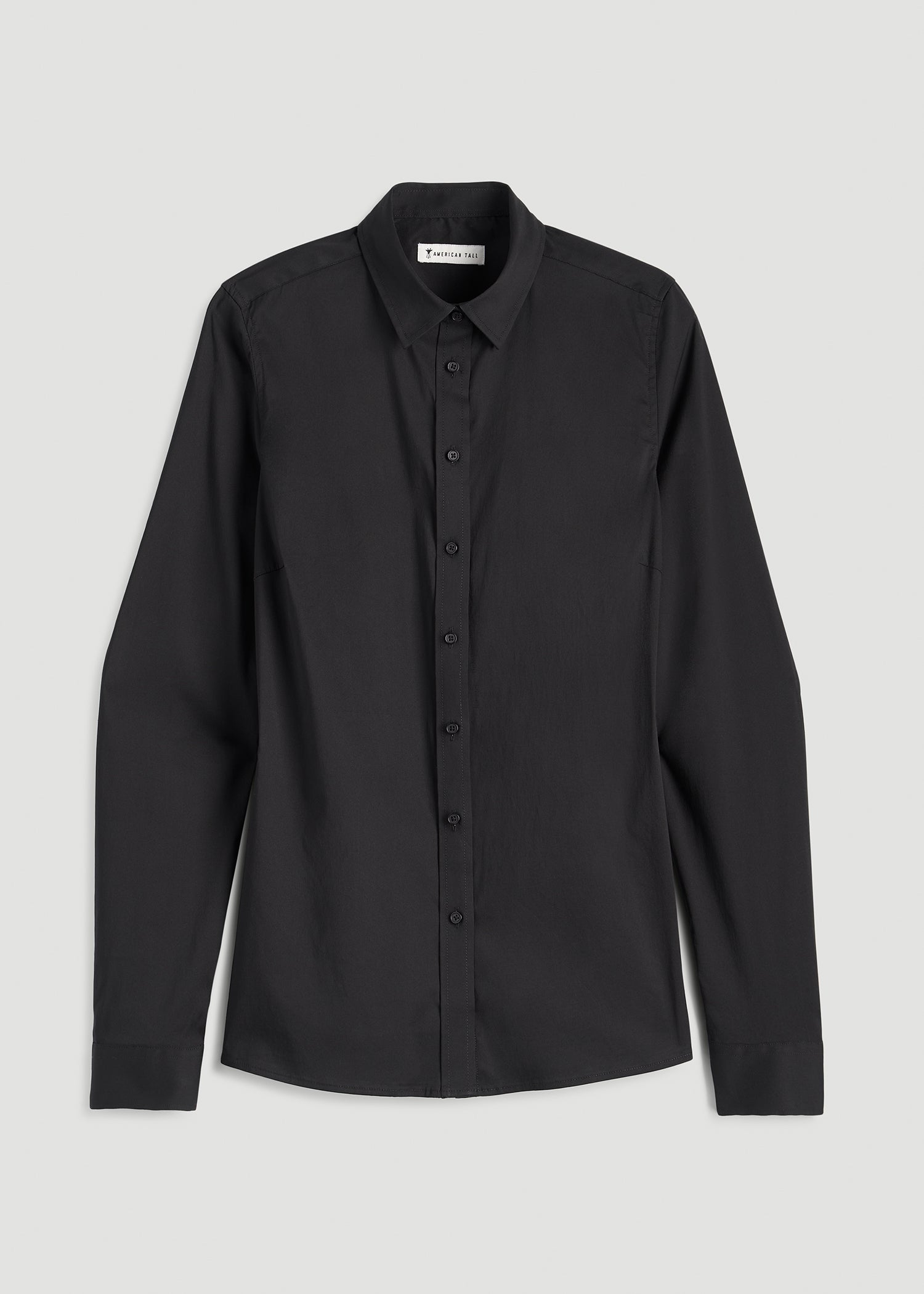 Button-Up Dress Shirt for Tall Women in Black