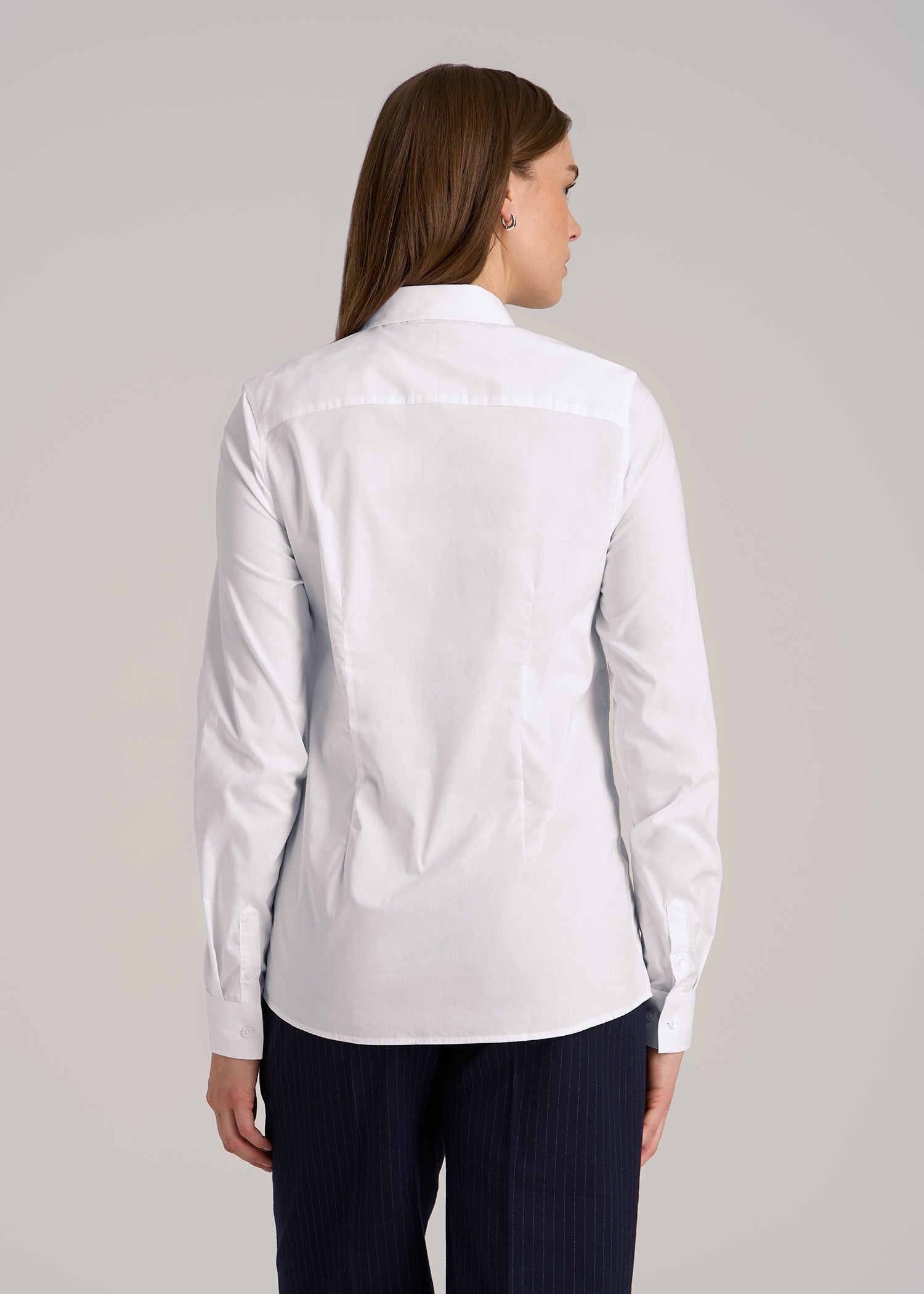 Button-Up Dress Shirt for Tall Women in White