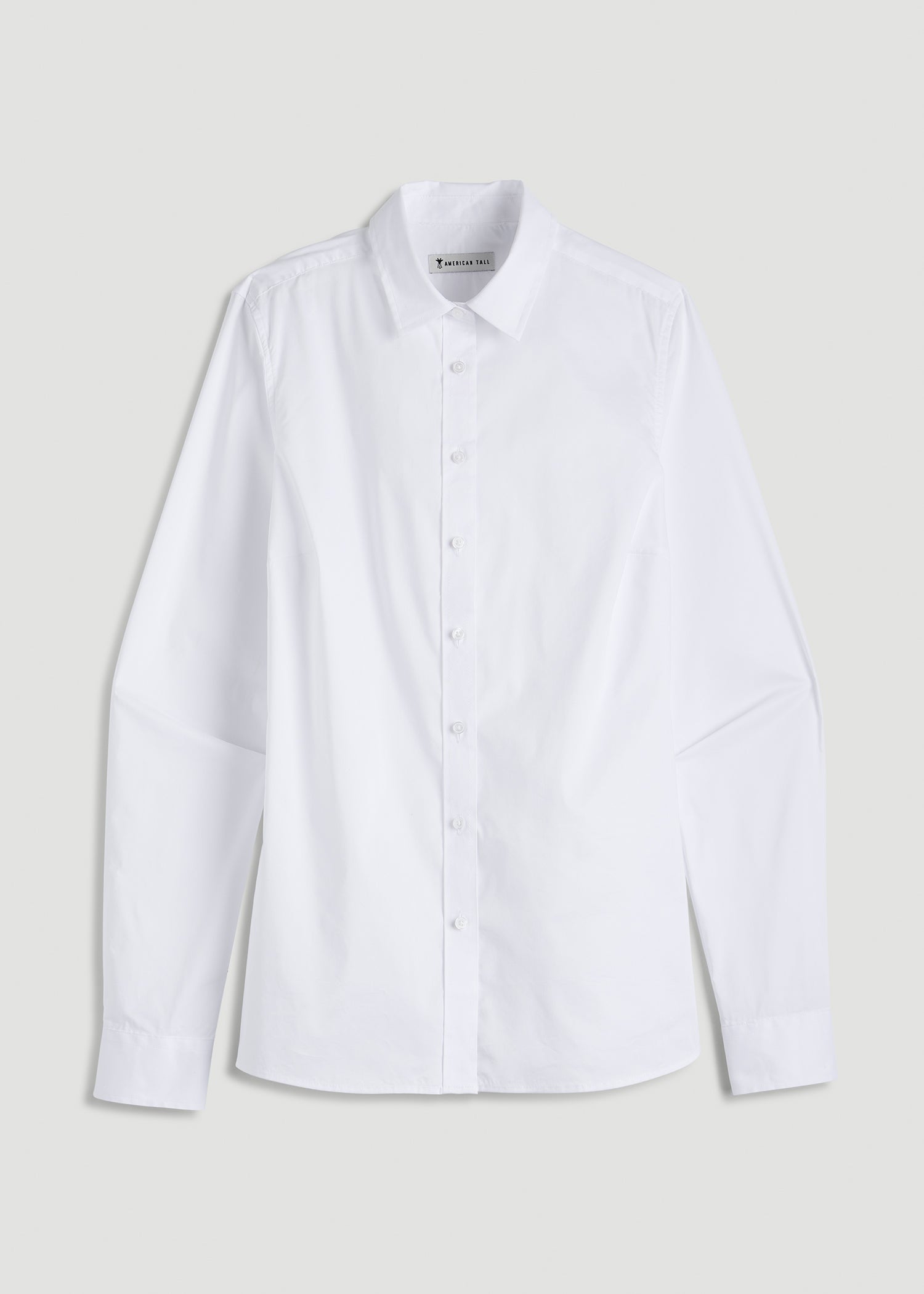 Button-Up Dress Shirt for Tall Women in White