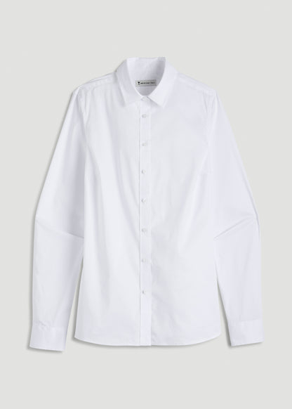 Button-Up Dress Shirt for Tall Women in White