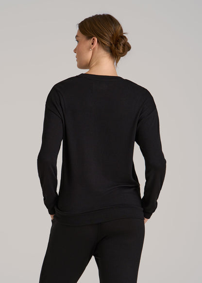 Cozy Lounge Crewneck for Tall Women in Black