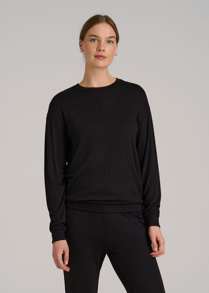 Cozy Lounge Crewneck for Tall Women in Black