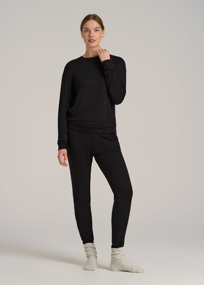 Cozy Lounge Crewneck for Tall Women in Black
