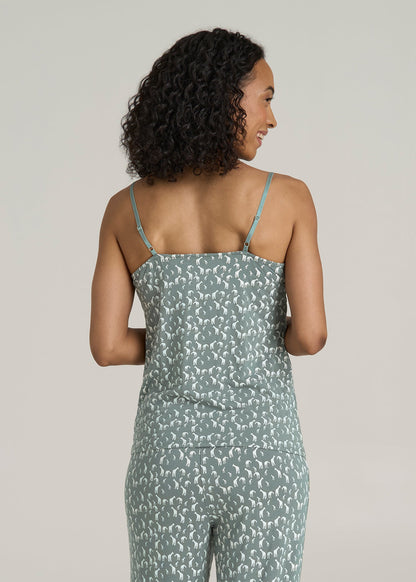 Lace Camisole Tank Top for Tall Women in Malachite Green Giraffe Print