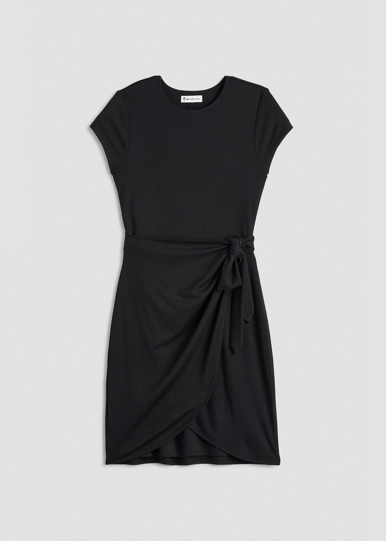 Cap Sleeve Wrap Mini Dress for Tall Women in Black M / Tall / Black Cap Sleeve Wrap Mini Dress for Tall Women in Black M / Tall / Black