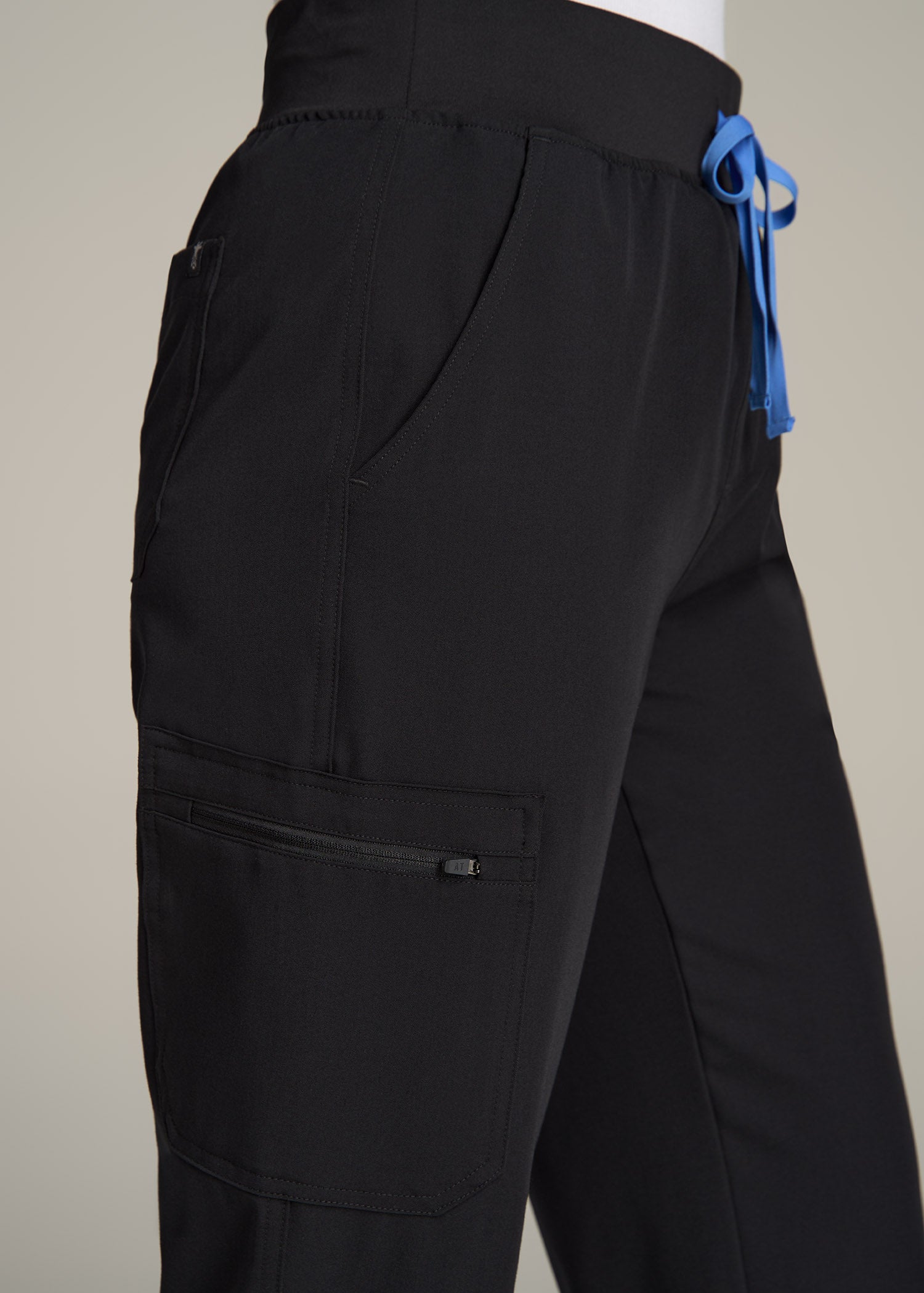 Cargo Scrub Pants for Tall Women in Black