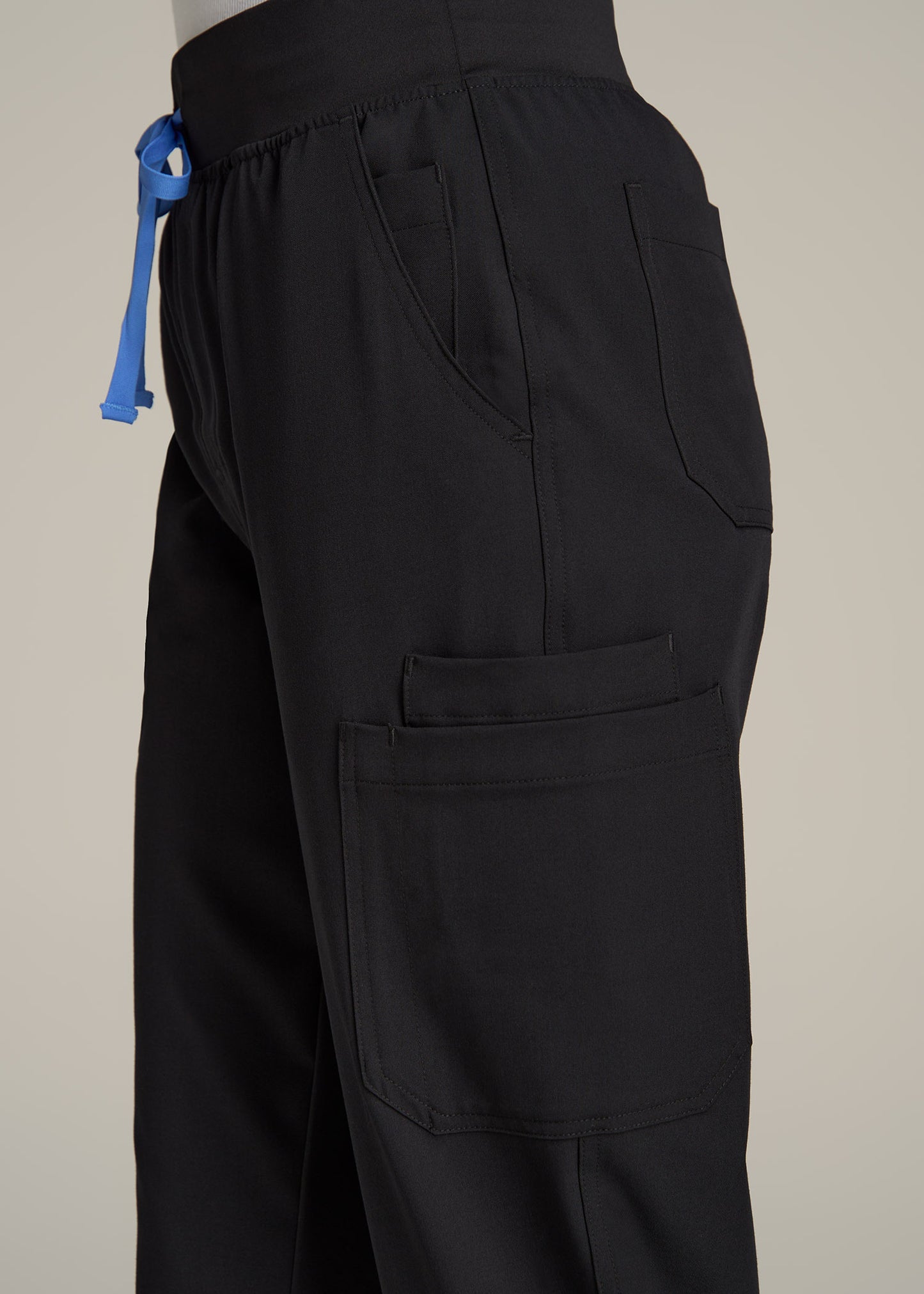 Cargo Scrub Pants for Tall Women in Black
