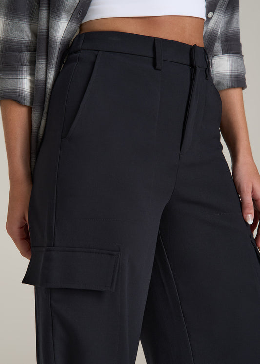 Cargo Wide Leg Dress Pant Women's in Black