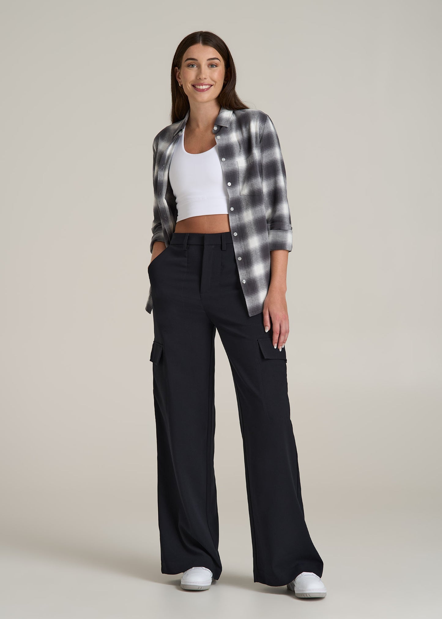 Cargo Wide Leg Dress Pant Women's in Black