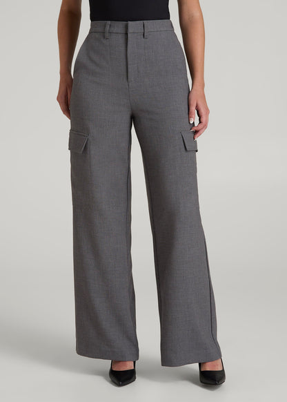 Cargo Wide Leg Dress Pants for Tall Women in Graphic Charcoal 18 / Tall / Graphic Charcoal Cargo Wide Leg Dress Pants for Tall Women in Graphic Charcoal 18 / Tall / Graphic Charcoal