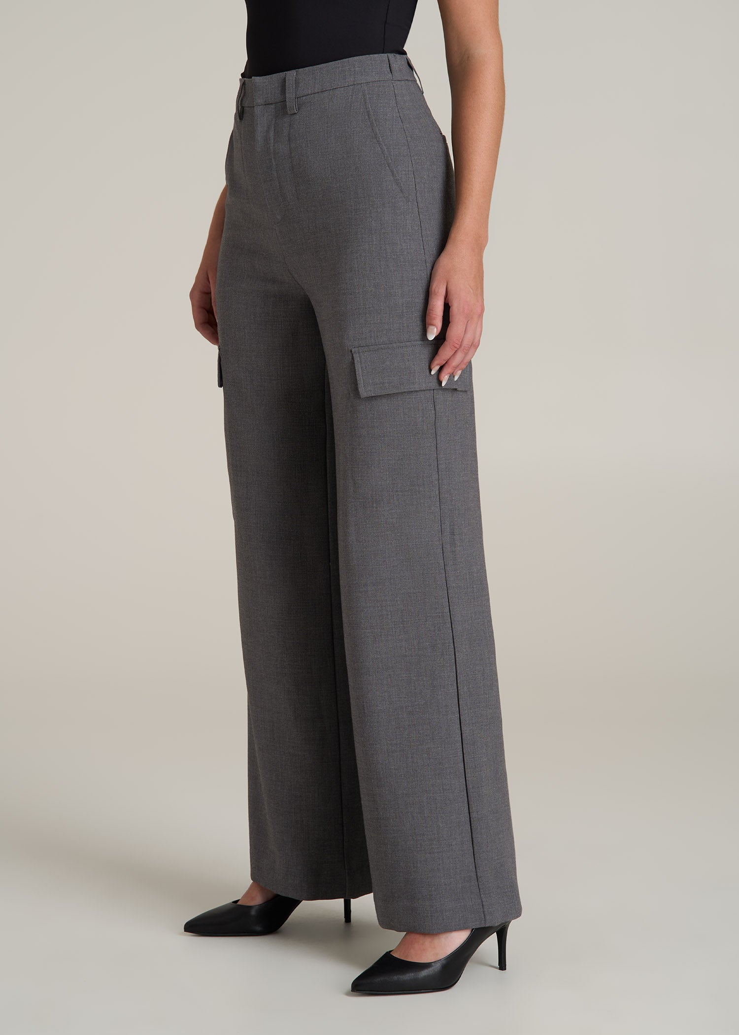 Cargo Wide Leg Dress Pant Women's in Graphic Charcoal – American Tall