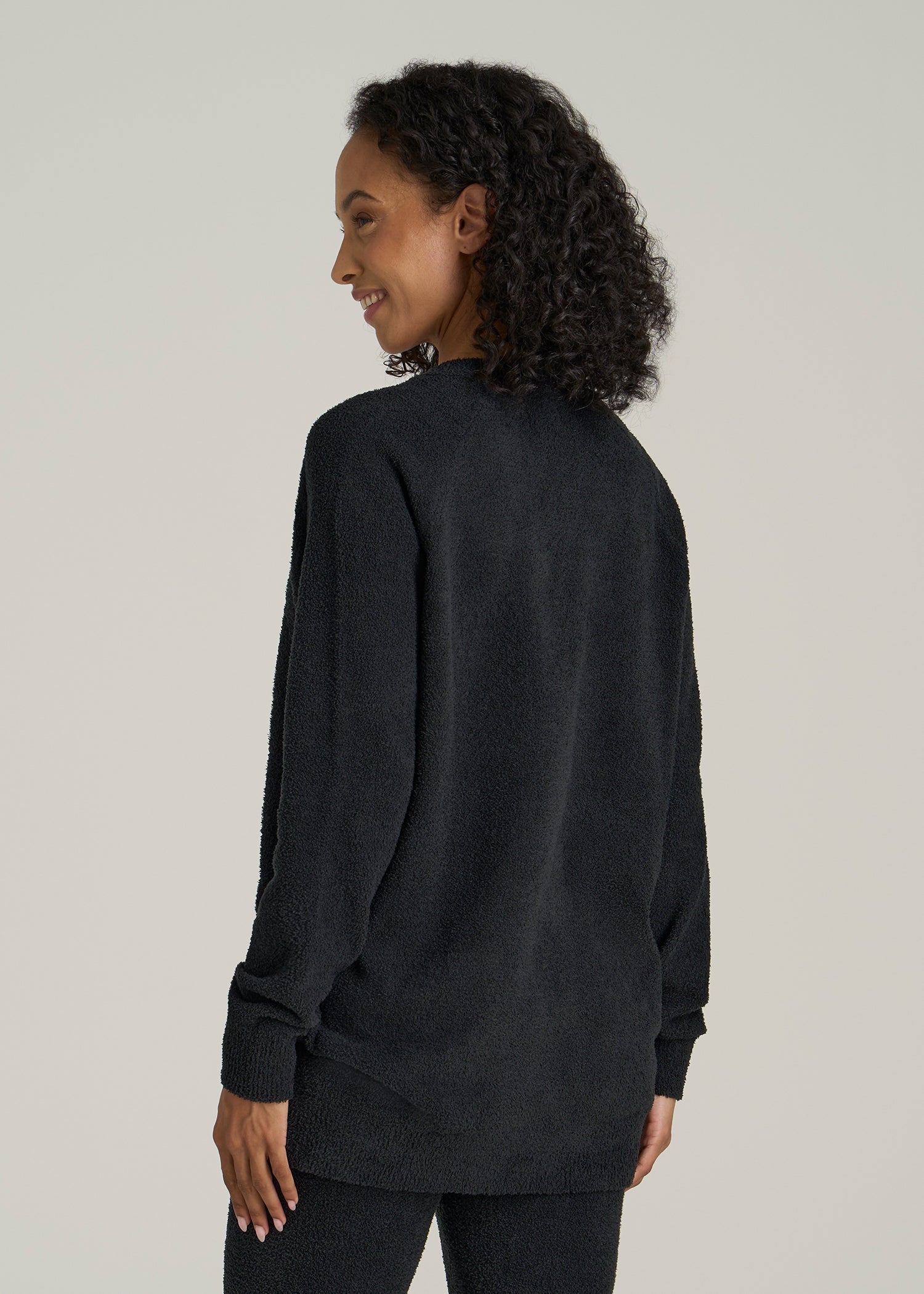 Chenille Cardigan for Tall Women in Black