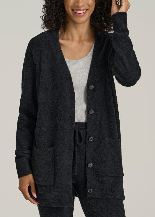 Chenille Cardigan for Tall Women in Black