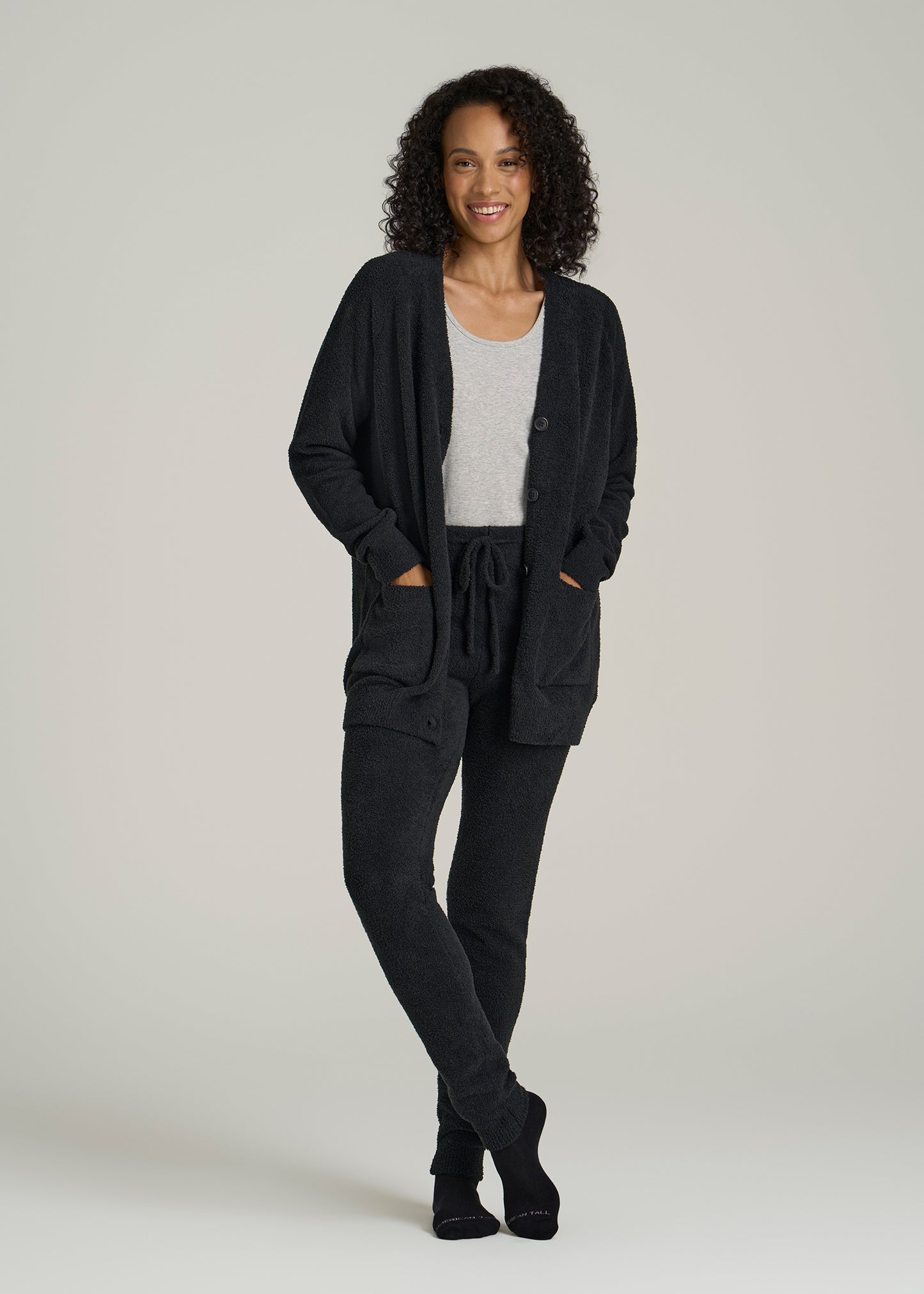 Chenille Cardigan for Tall Women in Black