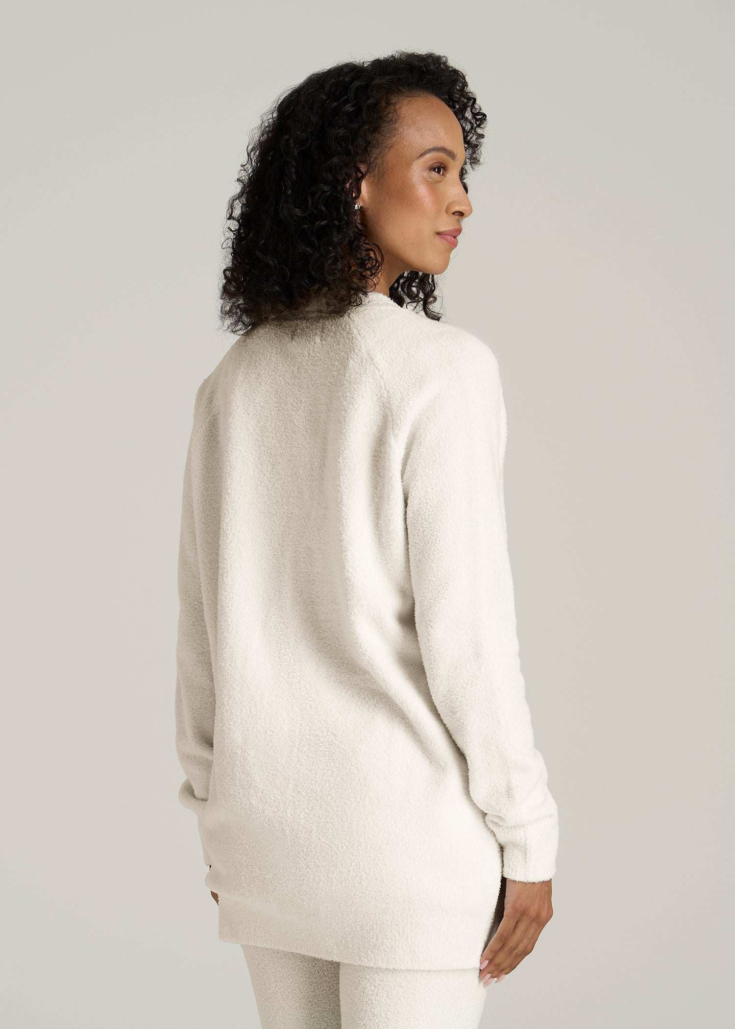 Chenille Cardigan for Tall Women in White Alyssum