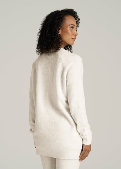 Chenille Cardigan for Tall Women in White Alyssum