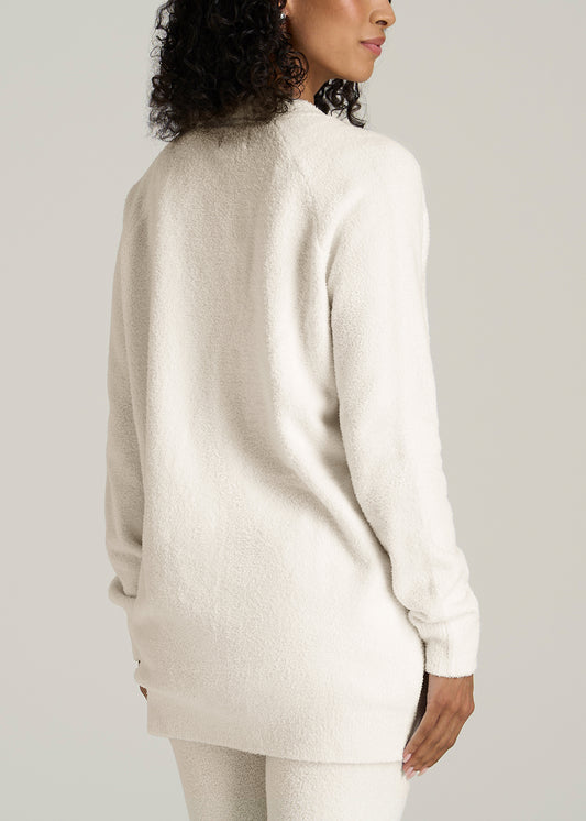 Chenille Cardigan for Tall Women in White Alyssum