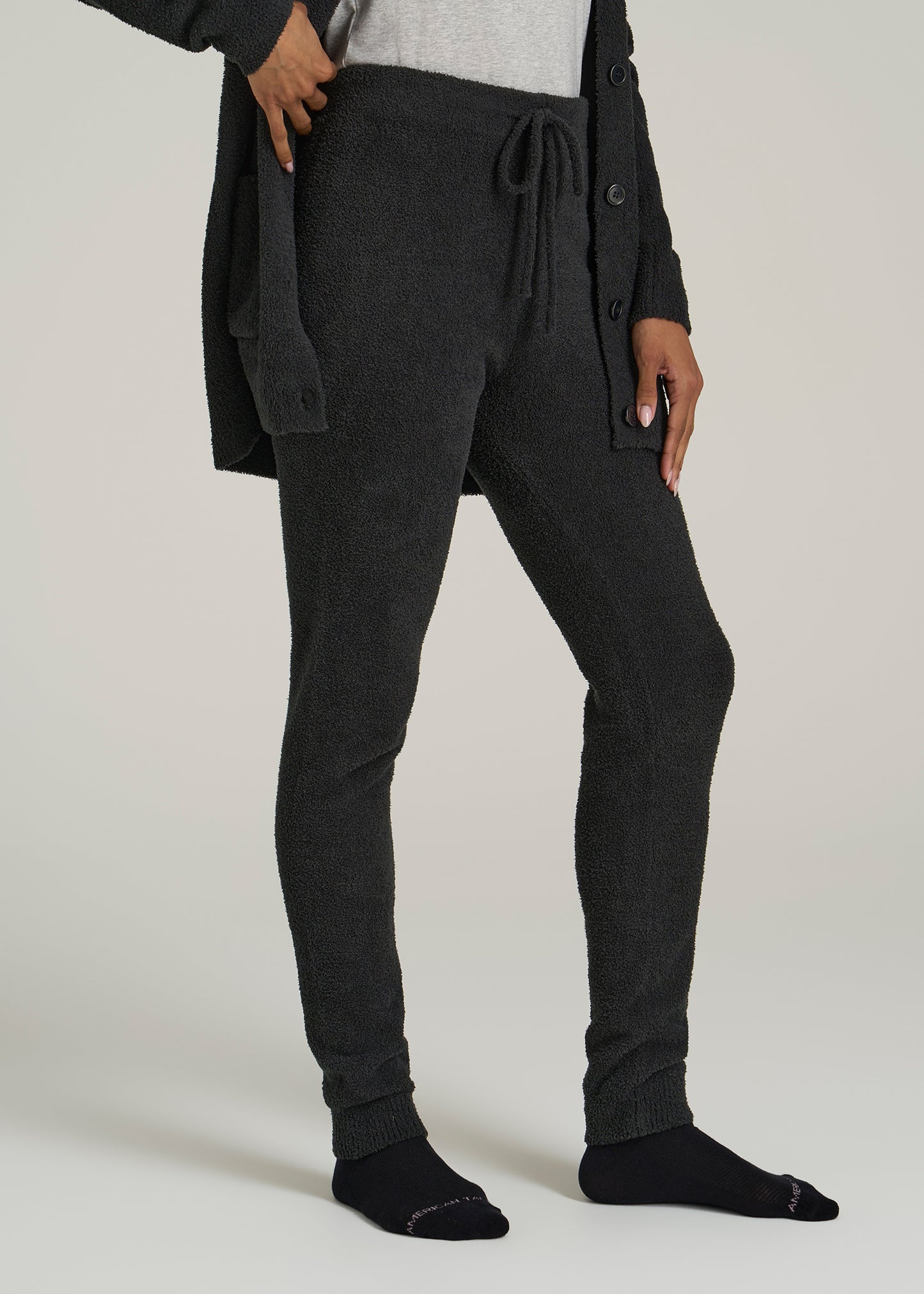 Chenille Leggings for Tall Women in Black