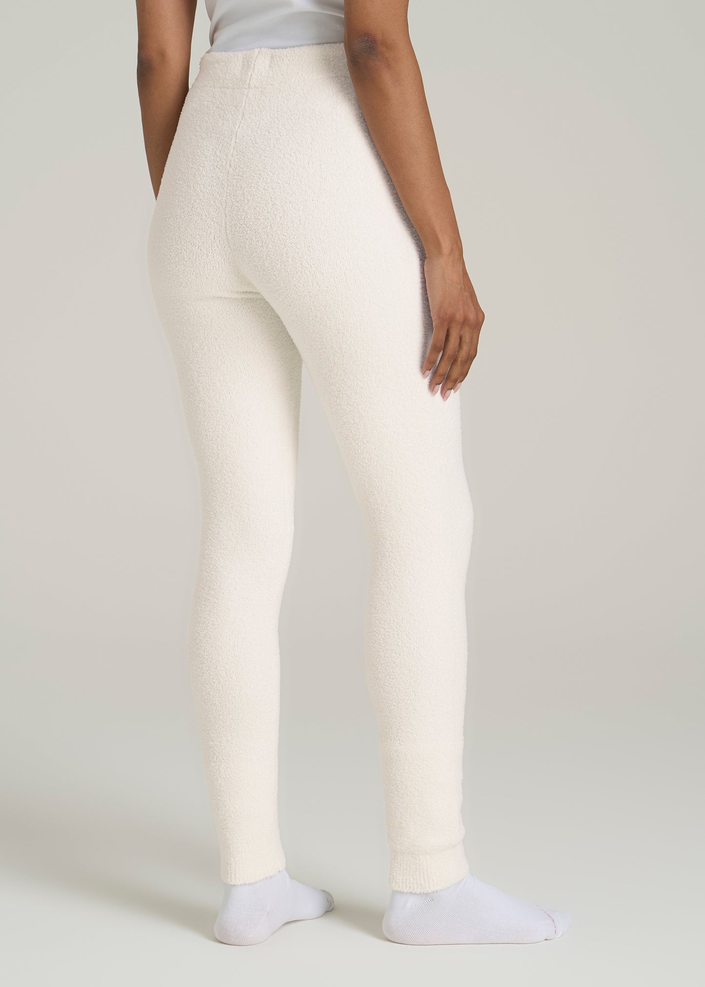 Chenille Leggings for Tall Women in White Alyssum