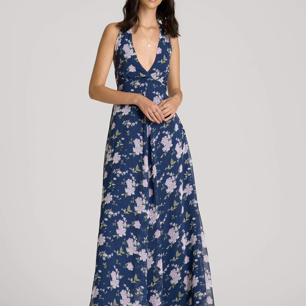 Chiffon Maxi Halter Garden Dress for Tall Women