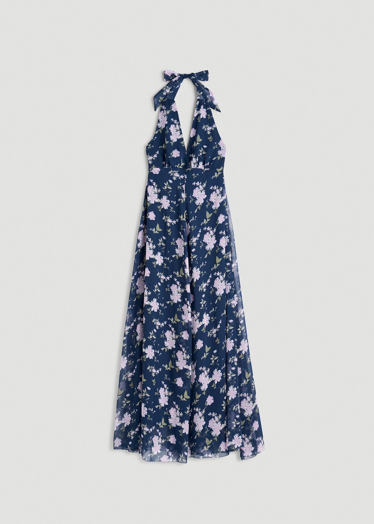Chiffon Maxi Halter Garden Dress for Tall Women in Dark Navy Floral 16 / Tall / Dark Navy Floral
