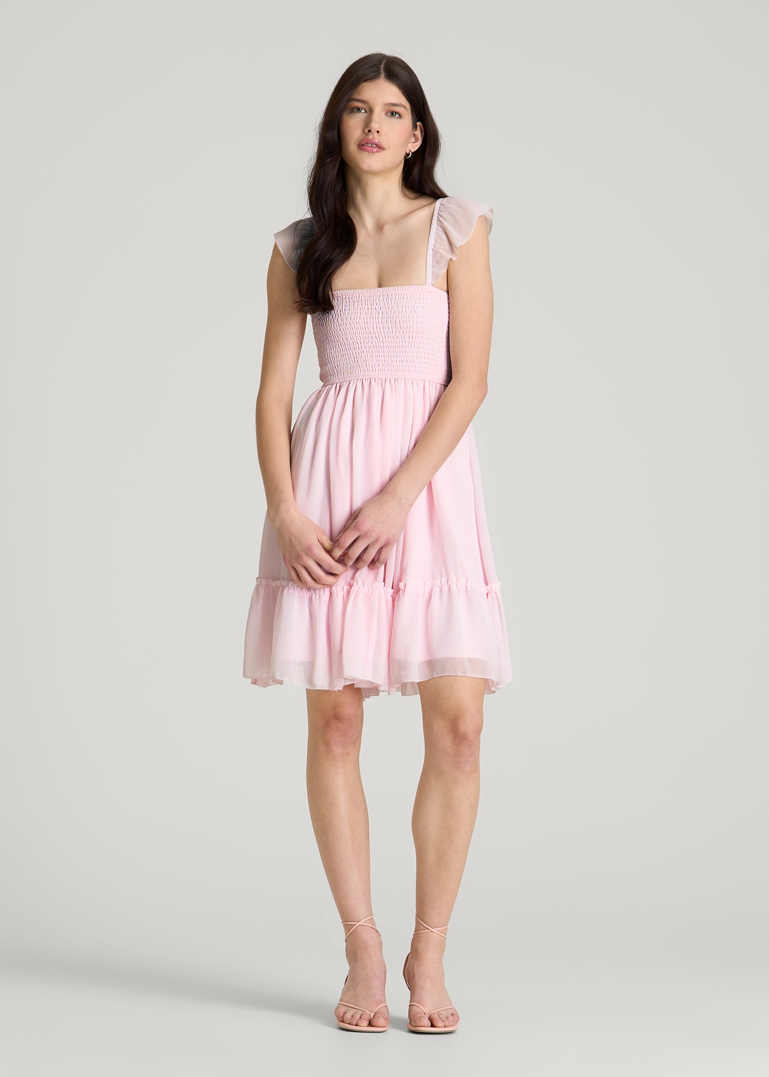 Chiffon Mini Gumdrop Dress for Tall Women in Barely Pink S / Tall / Barely Pink