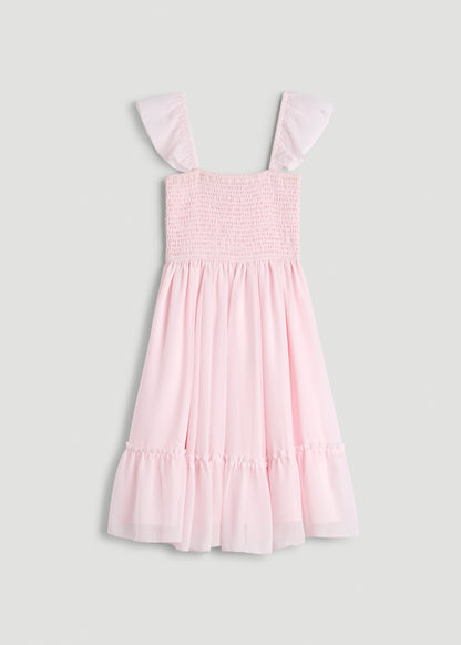 Chiffon Mini Gumdrop Dress for Tall Women in Barely Pink