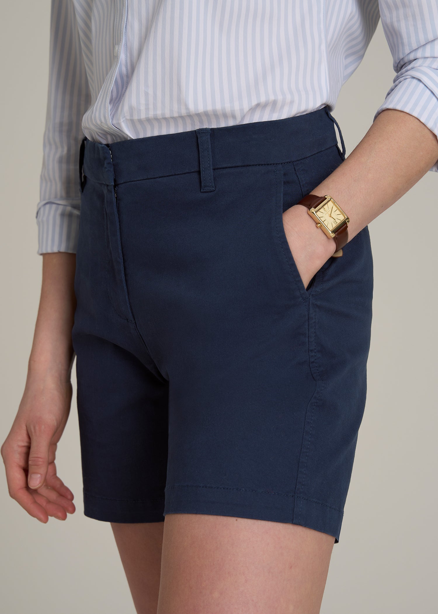 Chino Shorts for Tall Women in Navy