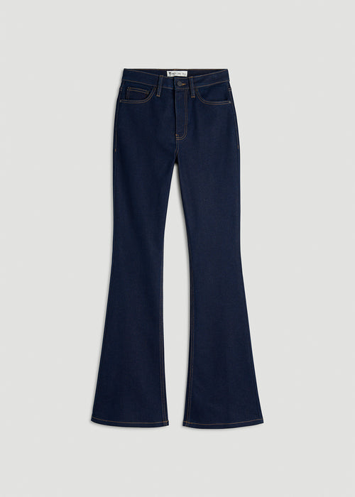Chloe High Rise Flare Jeans for Tall Women in Deep Indigo Wash