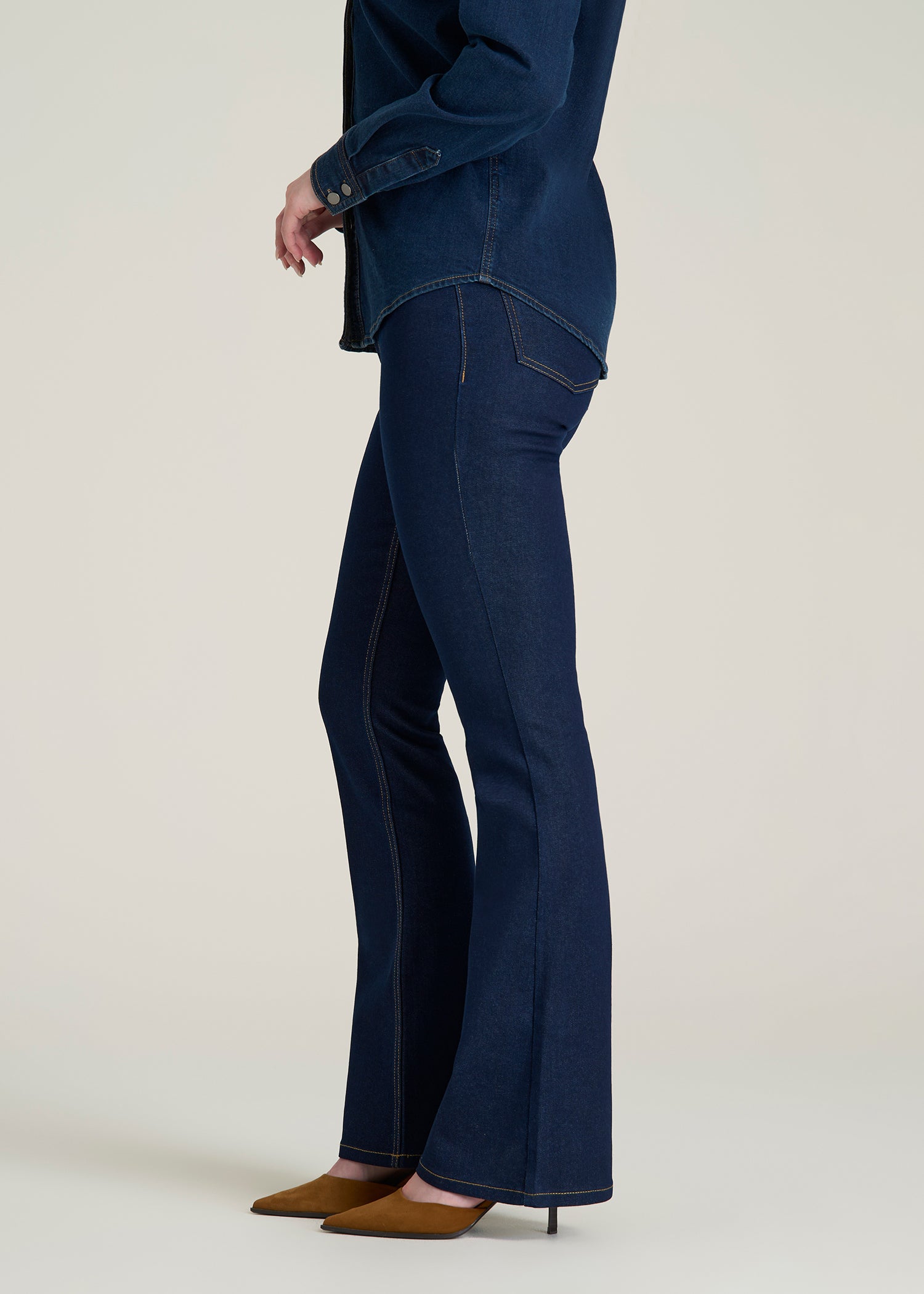 Chloe High Rise Flare Jeans for Tall Women in Deep Indigo Wash
