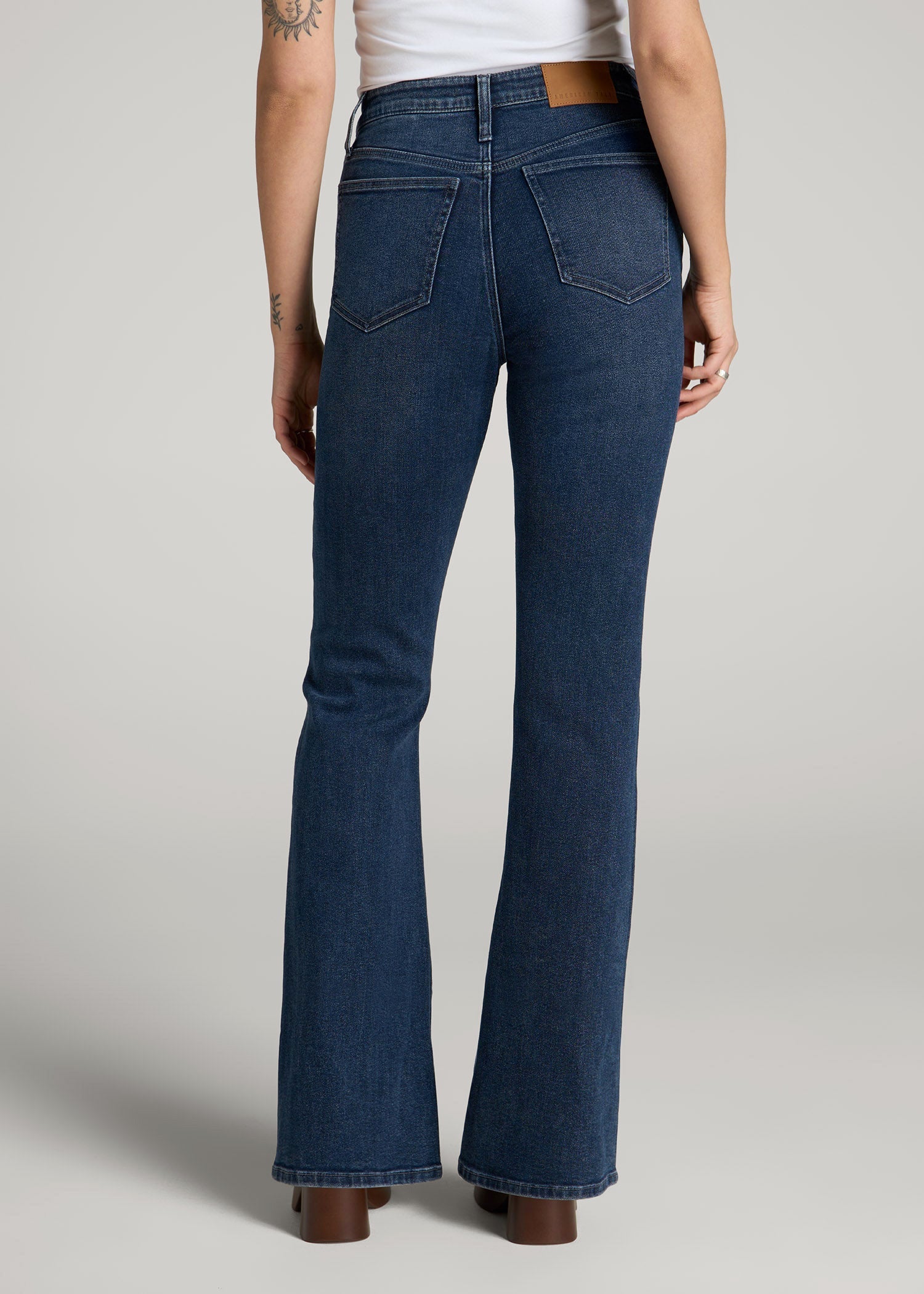 Chloe High Rise Flare Jeans for Tall Women in Faded Dark Indigo