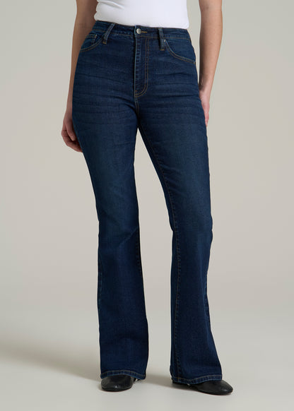 Chloe High Rise Flare Jeans for Tall Women in Indigo Dusk