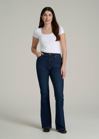 Chloe High Rise Flare Jeans for Tall Women in Indigo Dusk
