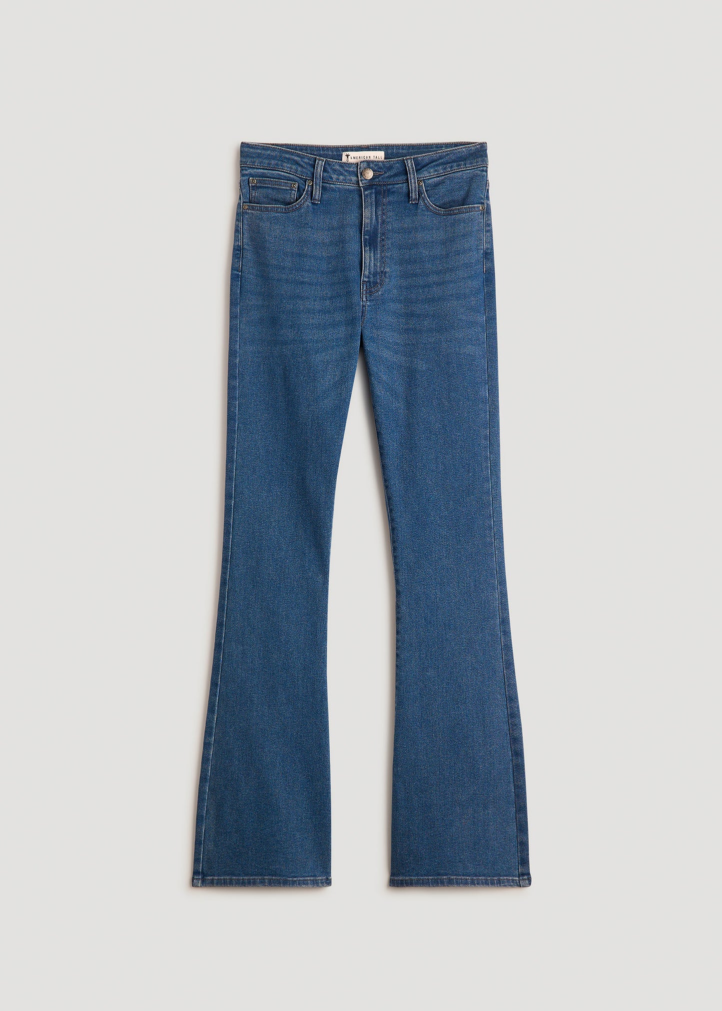 Chloe High Rise Flare Jeans for Tall Women in Washed Medium Indigo