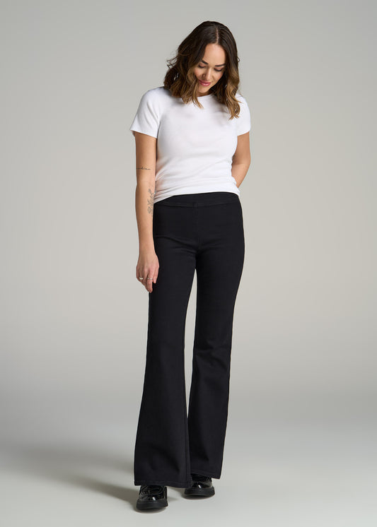 Chloe Pull-on Flare Jeans for Tall Women in Washed Black