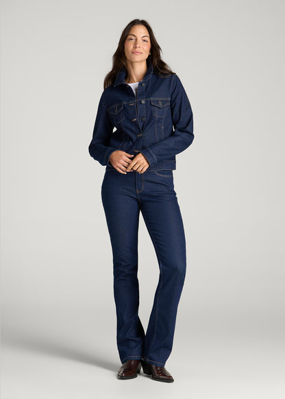 Classic Denim Jacket for Tall Women in Deep Indigo Wash