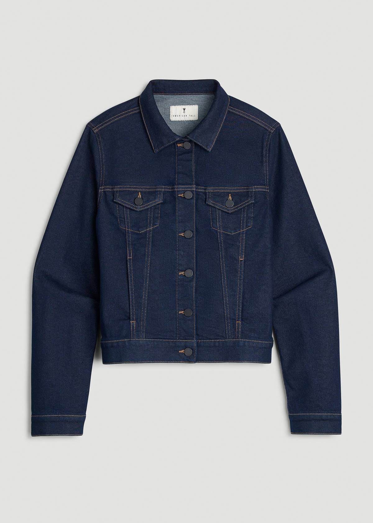 Classic Denim Jacket for Tall Women in Deep Indigo Wash