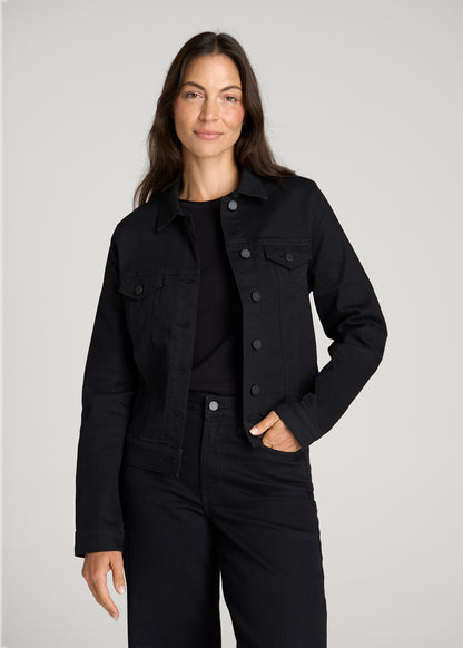 Classic Denim Jacket for Tall Women in Optimum Black