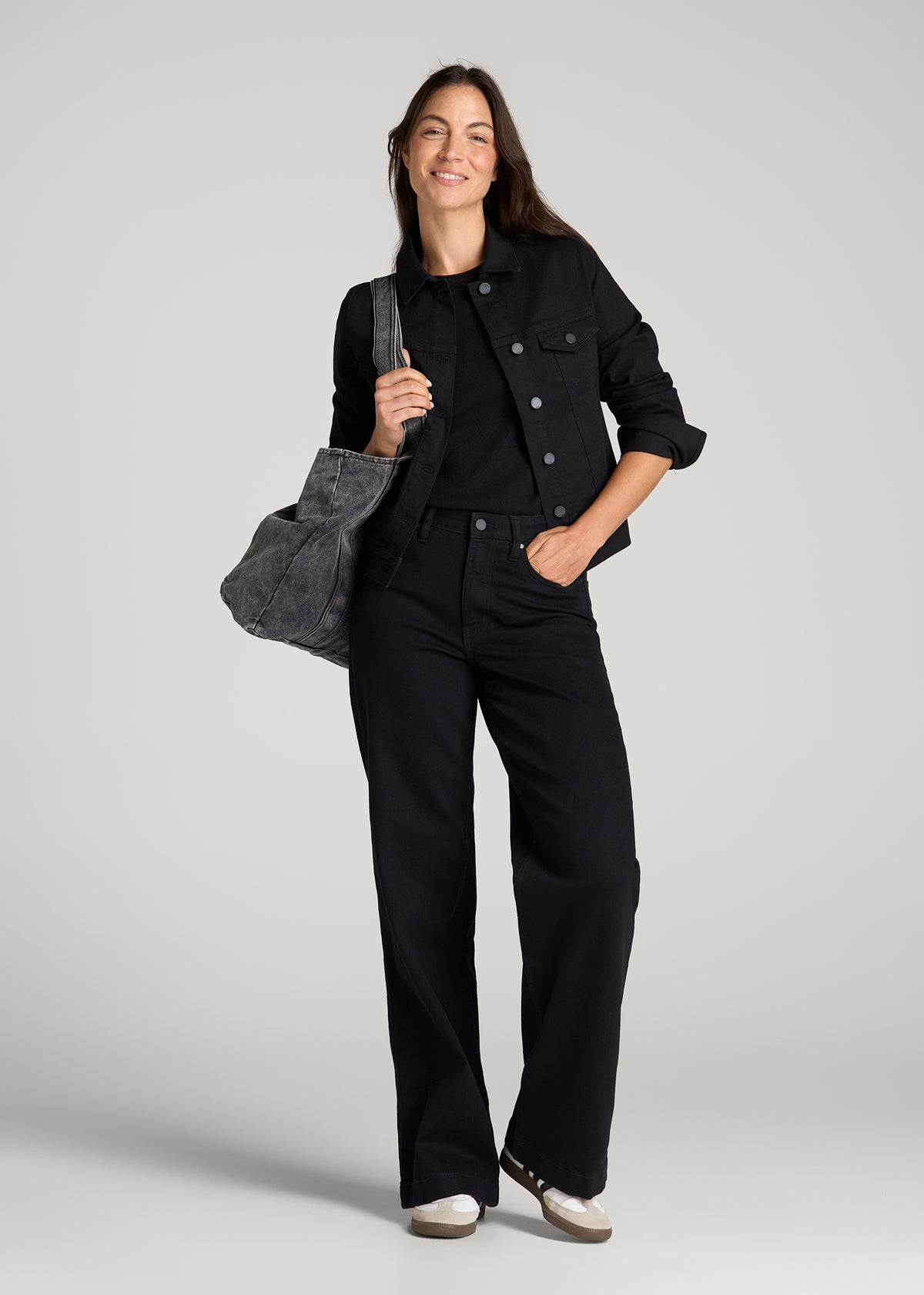 Classic Denim Jacket for Tall Women in Optimum Black