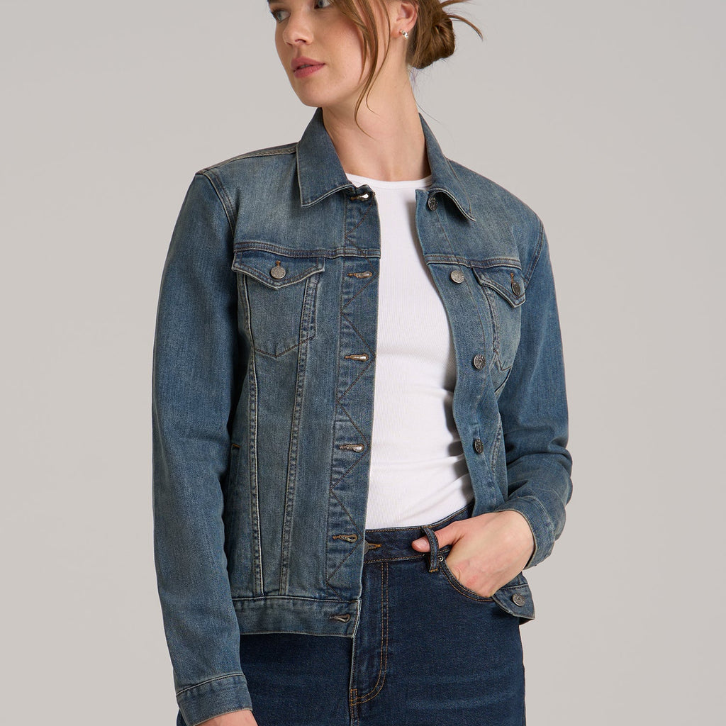 Women's Tall Denim Jacket in Vintage Medium Blue American Tall